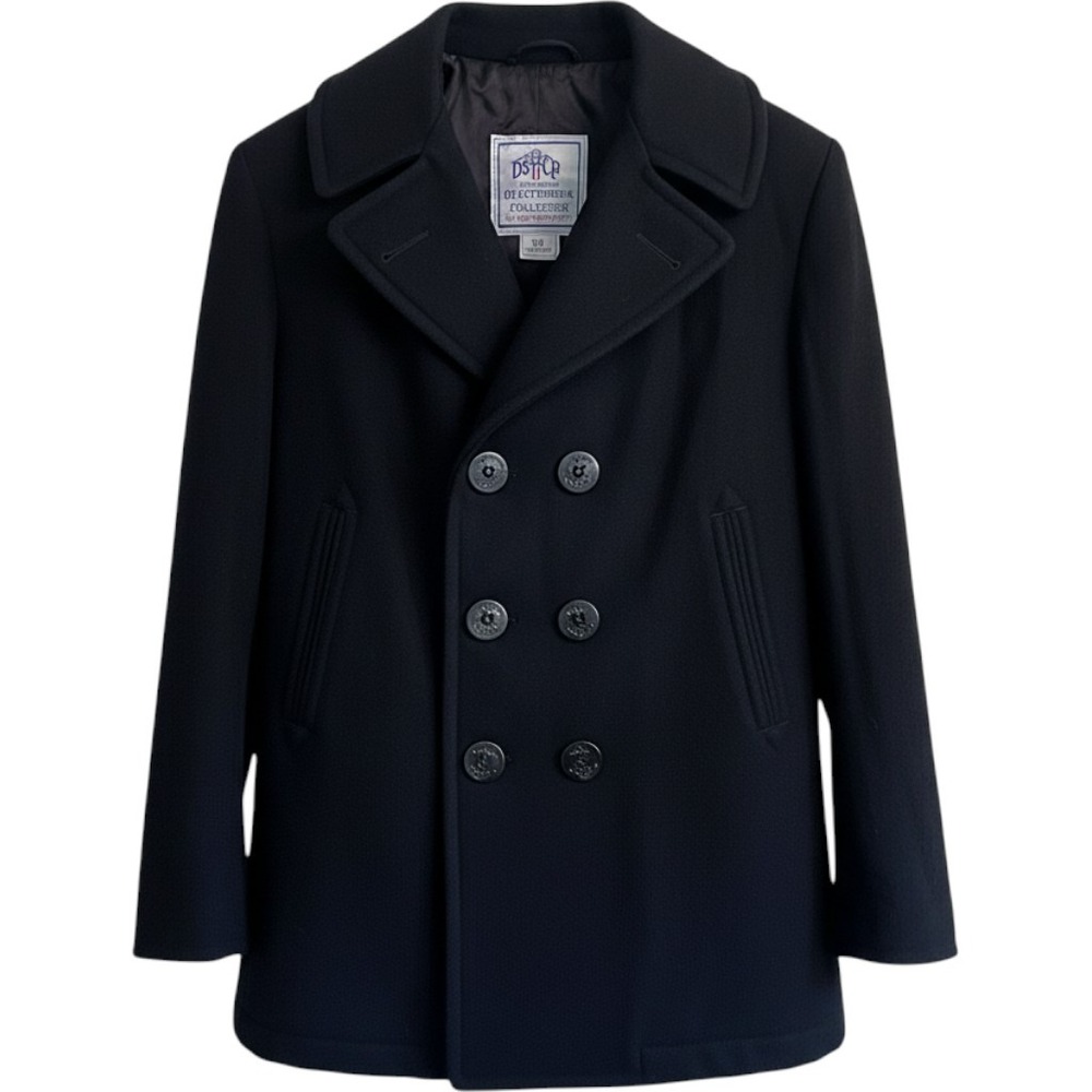 DSCP Quarterdeck Collection Black Wool Pea Coat US Navy 10R double breasted